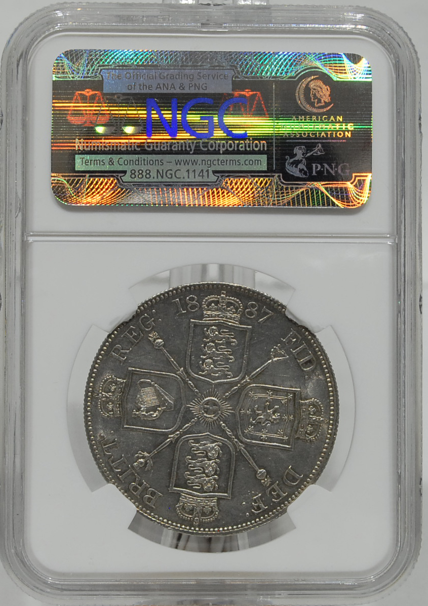 イギリス 1887 ビクトリア ダブルフローリン 4シリング 銀貨 NGC鑑定 MS62